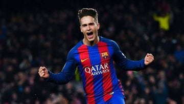  Denis Suarez of FC Barcelona celebrates after scoring his team&#039;s first goal during the Copa del Rey quarter-final second leg match between FC Barcelona and Real Sociedad 