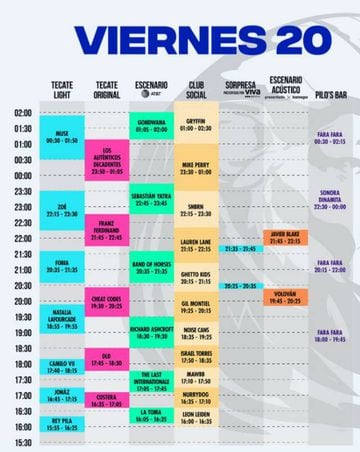 Checa los horarios de Pa'l Norte 2018 del viernes 20 de abril, donde tocarán grupos como Muse y los Auténticos Decadentes.