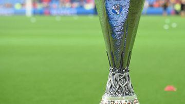 The UEFA Europa League trophy prior to the final 