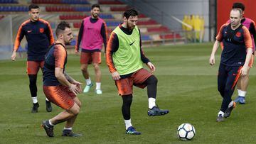 Messi, en un entrenamiento del Barcelona.