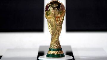 The FIFA World Cup trophy on display during the 72nd FIFA Congress at the Doha Exhibition and Convention Center, Doha. Picture date: Thursday March 31, 2022. (Photo by Nick Potts/PA Images via Getty Images)