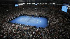 Imagen de la pista Rod Laver Arena de Melbourne durante la final del Open de Australia entre Roger Federer y Marin Cilic.