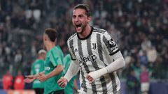 TURIN, ITALY - OCTOBER 05:  Adrien Rabiot of Juventus celebrates his second goal during the UEFA Champions League group H match between Juventus and Maccabi Haifa FC at Allianz Stadium on October 05, 2022 in Turin, Italy. (Photo by Emilio Andreoli/Getty Images)