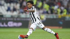 Juventus&#039; Weston McKennie  goes for the ball during the Serie A soccer match between Juventus and Torino, at the Turin Olympic stadium, Italy, Saturday, Oct. 2, 2021. (Spada/LaPresse via AP)