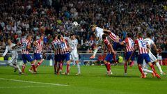 Sergio Ramos forz&oacute; la pr&oacute;rroga de la final de la Champions de Lisboa en 2014 con este remate de cabeza en el minuto 93.