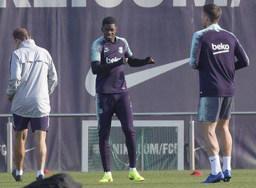 Dembele at Barcelona training.