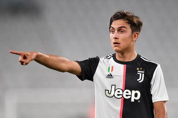 TURIN, ITALY - JULY 20: Paulo Dybala of Juventus gestures during the Serie A match between Juventus and SS Lazio at Allianz Stadium on July 20, 2020 in Turin, Italy. (Photo by Valerio Pennicino/Getty Images)