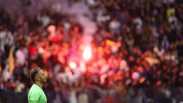 Paris Saint-Germain's Costa Rican goalkeeper Keylor Navas looks on during the Riyadh Season Cup football match between the Riyadh All-Stars and Paris Saint-Germain at the King Fahd Stadium in Riyadh on January 19, 2023. (Photo by Giuseppe CACACE / AFP)