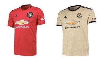 Las dos camisetas de fútbol del Manchester United para la temporada 2019-20.