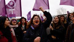 People take part in a demonstration ahead of the International Women's Day, in Istanbul, Turkey, March 5, 2023. REUTERS/Kemal Aslan