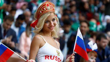 Soccer Football - World Cup - Group A - Russia vs Saudi Arabia - Luzhniki Stadium, Moscow, Russia - June 14, 2018  Russia fan before the match  REUTERS/Kai Pfaffenbach