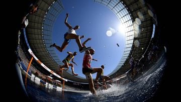 BERLIN, GERMANY - AUGUST 07:  A general view inside the stadium as athletes compete in the Men&#039;s 3000m Steeplechase Qualifying Rounds during day one of the 24th European Athletics Championships at Olympiastadion on August 7, 2018 in Berlin, Germany.  (Photo by Matthias Hangst/Getty Images) *** BESTPIX ***