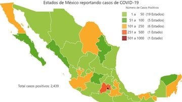 Mapa y casos de coronavirus en México por estados hoy 6 de abril