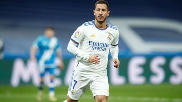Eden Hazard of Real Madrid looks on during the spanish league, La Liga Santander, football match played between Real Madrid and Rayo Vallecano at Santiago Bernabeu stadium on November 06, 2021, in Madrid, Spain.
 AFP7 
 06/11/2021 ONLY FOR USE IN SPAIN