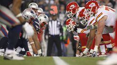 Jan 16, 2016; Foxborough, MA, USA; The Kansas City Chiefs line up against the New England Patriots during the second half in the AFC Divisional round playoff game at Gillette Stadium. Mandatory Credit: Stew Milne-USA TODAY Sports