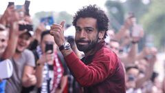 Mohamed Salah, a su llegada a Kiev.