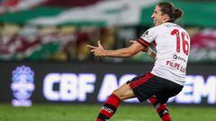 Filipe Luis, ex del Atl&eacute;tico, celebra un gol con Flamengo
