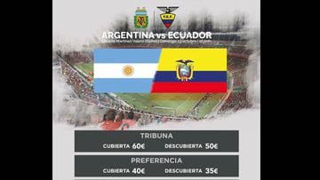 Entradas y precios confirmados para el Argentina - Ecuador en el Martínez Valero de Elche