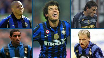Ronaldo Nazario, Roberto Carlos, Coutinho, Pirlo y Bergkamp con el Inter de Mil&aacute;n.