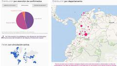 Mapa de coronavirus en Colombia el 26 de agosto de 2021. Casos y muertes por departamentos en el pa&iacute;s. 2.448 nuevos casos en las &uacute;ltimas horas.