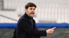 Paris Saint-Germain&#039;s Argentinian head coach Mauricio Pochettino gestures on the sideline during the French L1 football match between Olympique de Marseille and Paris Saint-Germain at the Velodrome Stadium in Marseille, southern France on February 7,