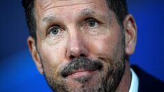 Atletico Madrid's Argentinian coach Diego Simeone addresses a press conference at the Dragao stadium in Porto on October 31, 2022 on the eve of their UEFA Champions League first round group B football match against FC Porto. (Photo by MIGUEL RIOPA / AFP)