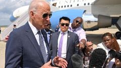 US President Joe Biden speaks to the press as he makes his way to board Air Force One before departing from Andrews Air Force Base in Maryland on July 9, 2021.