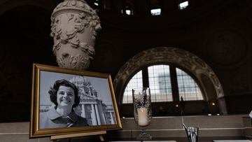 A pictures of Democratic U.S. Senator for California Dianne Feinstein, who died at age of 90 is seen at San Francisco City Hall, California, U.S., September 29, 2023. REUTERS/Carlos Barria