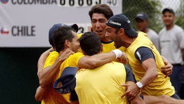 Colombia celebra el triunfo ante Chile en la Copa Davis