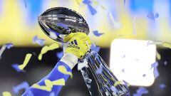 INGLEWOOD, CALIFORNIA - FEBRUARY 13: The Vince Lombardi Trophy is seen following Super Bowl LVI at SoFi Stadium on February 13, 2022 in Inglewood, California. The Los Angeles Rams defeated the Cincinnati Bengals 23-20.   Andy Lyons/Getty Images/AFP
== FOR NEWSPAPERS, INTERNET, TELCOS & TELEVISION USE ONLY ==