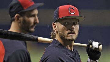 Cleveland Indians&#039; Josh Donaldson awaits his turn in the batting cage before a baseball game against the Tampa Bay Rays, Monday, Sept. 10, 2018, in St. Petersburg, Fla. Donaldson was acquired in a trade with the Toronto Blue Jays. (AP Photo/Chris O&#039;Meara)