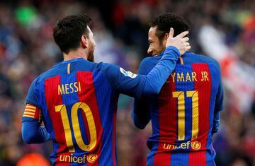 Messi and Neymar, seen here during their time together at Barcelona, are the top two earners in the PSG squad.