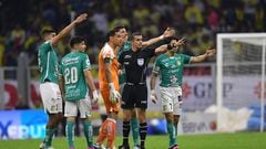 Lucas Romero was struck by the referee who was hounded by a group of León players claiming handball in the move that led to América’s equaliser.