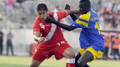 Chad&#039;s Jicard Sam (right) in action against Tunisia