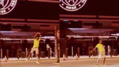 Wearing an Al Nassr shirt, a boy went viral after doing the popular CR7 celebration in front of the DRV PNK Stadium, where Lionel Messi now plays.
