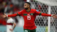 El jugador marroquí Youssef En-Nesyri celebra el 1-0 a Portugal. 