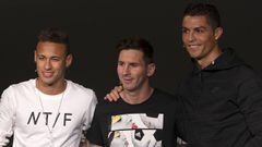 Neymar, Messi y Cristiano en la gala al Bal&oacute;n de Oro.