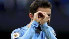 Bernardo Silva, jugador del Manchester City, celebra un gol.