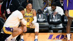 Los Angeles, California October 20, 2022-Lakers Russell Westbrook comes out of the game against the Clippers late in the fourth quarter at Crypto Arena in Los Angeles Thursday. (Wally Skalij/Los Angeles Times via Getty Images)