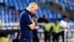 Argentina�s head coach Javier Mascherano reacts after losing to Brazil during their South American U-20 championship first round football match at the Pascual Guerrero Stadium in Cali, Colombia, on January 23, 2023. (Photo by JOAQUIN SARMIENTO / AFP)