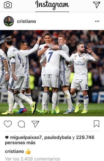 Dybala indic&oacute; que le gusta una foto del Real Madrid que subi&oacute; Cristiano a Instagram.