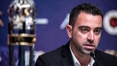 Al Sadd SC Manager Xavier Hern&aacute;ndez Creus, also known as Xavi, speaks to the media after receiving the Asian Football Confederation (AFC) Men&#039;s Player of the Year 2019 award in place of absentee Akram Afif, during a press conference after the 