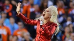 FILE - In this Feb. 7, 2016, file photo, Lady Gaga sings the national anthem before the NFL Super Bowl 50 football game in Santa Clara, Calif. Lady Gaga is reportedly planning an (unconfirmed) stunt during Super Bowl LI by performing from the roof of the stadium during the big game. Advertisers are also ramping up their marketing stunts to try to stand out from the crowd during the biggest live TV event of the year, when the Atlanta Falcons will take on the New England Patriots, in the Super Bowl. (AP Photo/Jae C. Hong, File)