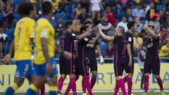 Jugadores del Barcelona celebrando un gol ante Las Palmas.