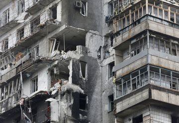 A residential building in the besieged southern port city of Mariupol.