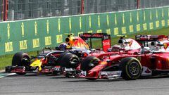 Verstappen, Raikkonen y Vettel tuvieron varios encontronazos en Spa.