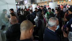 Passengers wait at the check in area, after Viva Air canceled all its flights due to financial difficulties it is facing to operate, at the El Dorado Airport in Bogota, Colombia February 28, 2023. REUTERS/Luisa Gonzalez
