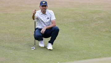 Spanish golfer Sergio Garcia lines up a putt during day three of the British Open.