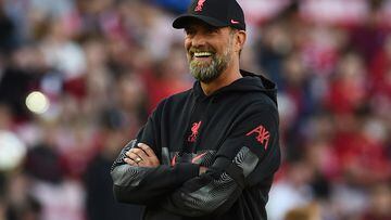 Soccer Football - Pre Season Friendly - Liverpool v RC Strasbourg - Anfield, Liverpool, Britain - July 31, 2022 Liverpool manager Juergen Klopp reacts REUTERS/Peter Powell