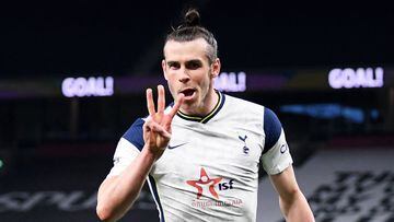 LONDON, ENGLAND - MAY 02: Gareth Bale of Tottenham Hotspur celebrates after scoring their side&#039;s third goal and his hat trick during the Premier League match between Tottenham Hotspur and Sheffield United at Tottenham Hotspur Stadium on May 02, 2021 